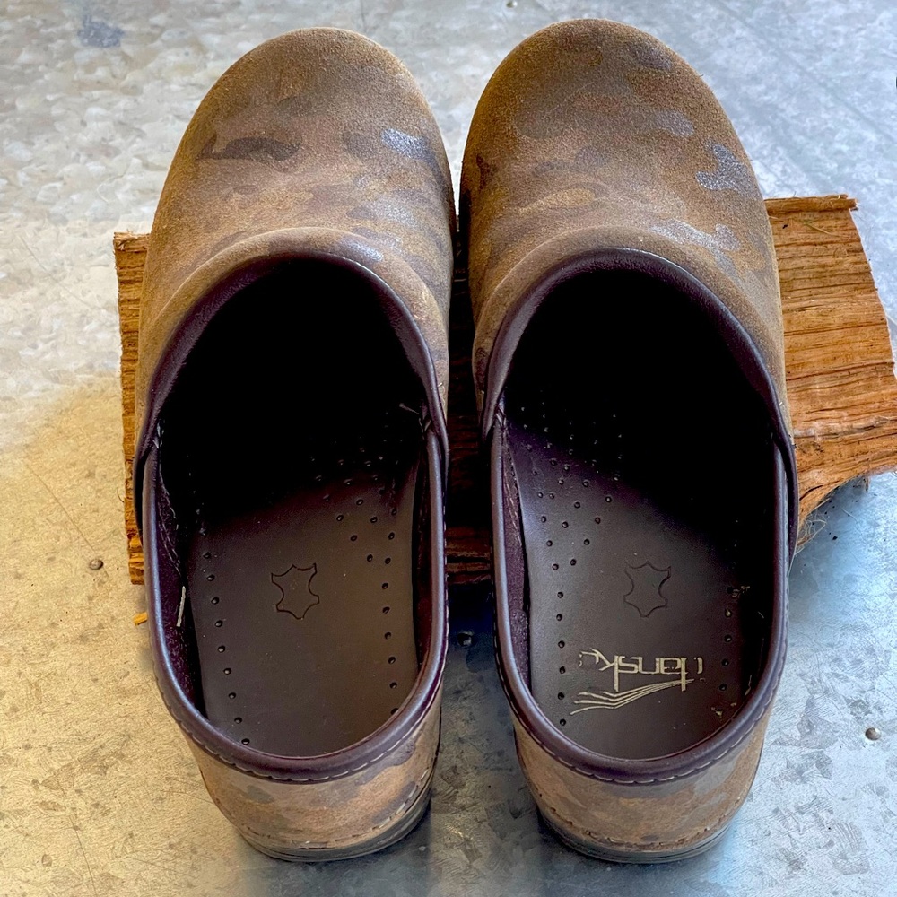 Dansko Professional Suede Camo clogs